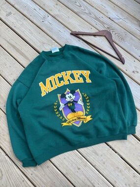 Vintage 90s Mickey Mouse University Big print logo Boxy Crewneck